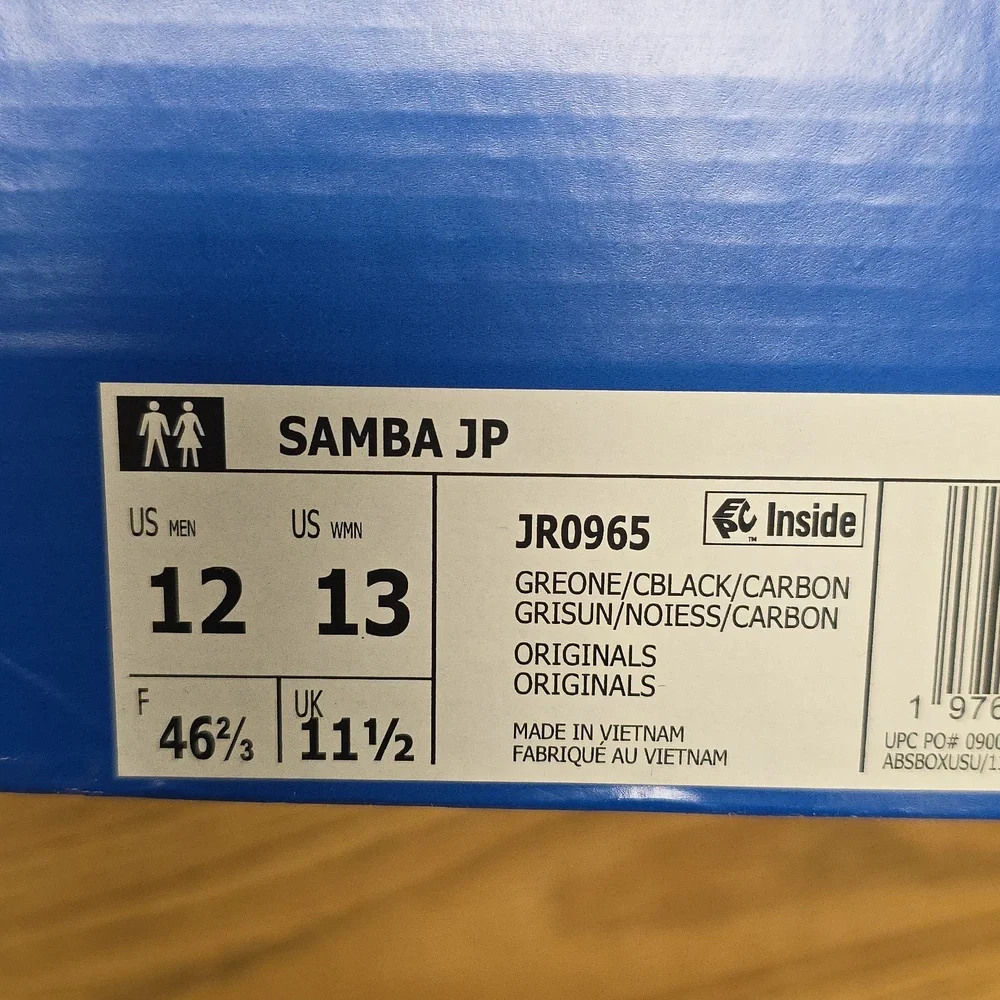 Adidas Samba JP Grey Black Carbon Men's Size 12 JR0965 New